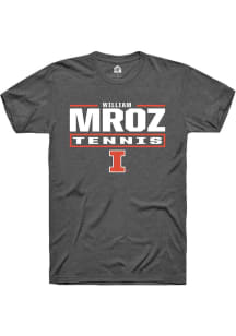 William Mroz Grey Illinois Fighting Illini NIL Stacked Box Short Sleeve T Shirt