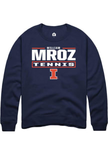 William Mroz Rally Mens Navy Blue Illinois Fighting Illini NIL Stacked Box Crew Sweatshirt