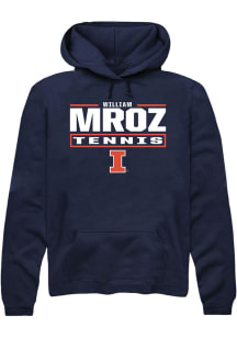 William Mroz Rally Mens Navy Blue Illinois Fighting Illini NIL Stacked Box Hooded Sweatshirt