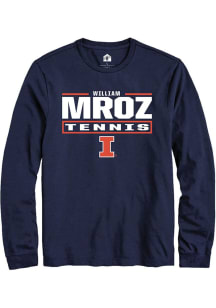 William Mroz Rally Mens Navy Blue Illinois Fighting Illini NIL Stacked Box Tee