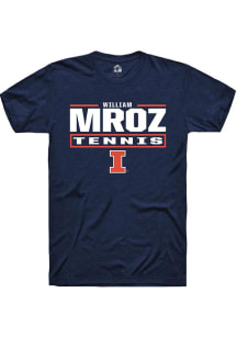 William Mroz Navy Blue Illinois Fighting Illini NIL Stacked Box Short Sleeve T Shirt