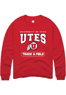 Rally Utah Utes Mens Red Track and Field Long Sleeve Crew Sweatshirt