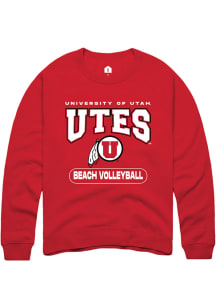 Rally Utah Utes Mens Red Beach Volleyball Long Sleeve Crew Sweatshirt