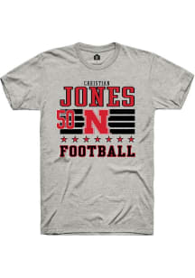 Christian Jones Ash Nebraska Cornhuskers NIL Striped Short Sleeve T Shirt