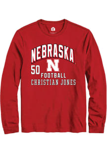 Christian Jones Rally Mens Red Nebraska Cornhuskers NIL Arch Logo Tee