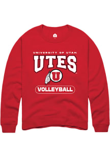 Rally Utah Utes Mens Red Volleyball Long Sleeve Crew Sweatshirt