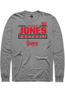 Christian Jones Rally Mens Graphite Nebraska Cornhuskers NIL Stacked Box Tee