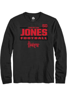 Christian Jones Rally Mens Black Nebraska Cornhuskers NIL Stacked Box Tee