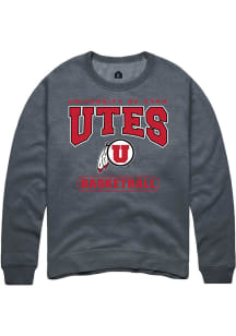 Rally Utah Utes Mens Charcoal Basketball Long Sleeve Crew Sweatshirt