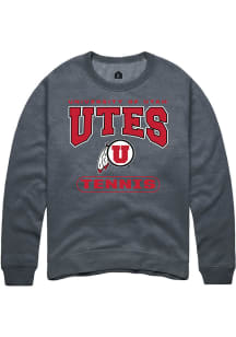Rally Utah Utes Mens Charcoal Tennis Long Sleeve Crew Sweatshirt