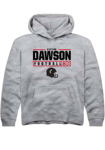 Victor Dawson Rally Youth Grey Cincinnati Bearcats NIL Stacked Box Long Sleeve Hooded Sweatshirt