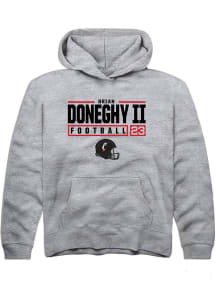 Brian Doneghy II Rally Youth Grey Cincinnati Bearcats NIL Stacked Box Long Sleeve Hooded Sweatsh..