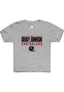 Zay Gravy Johnson Rally Youth Grey Cincinnati Bearcats NIL Stacked Box Short Sleeve T-Shirt