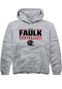 Barak Faulk Rally Youth Grey Cincinnati Bearcats NIL Stacked Box Long Sleeve Hooded Sweatshirt