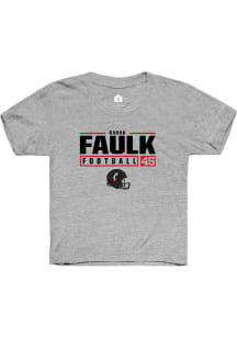 Barak Faulk Rally Youth Grey Cincinnati Bearcats NIL Stacked Box Short Sleeve T-Shirt