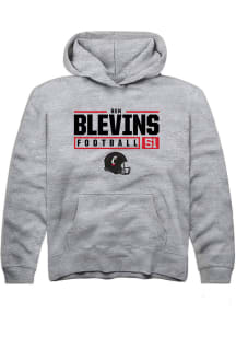 Ben Blevins Rally Youth Grey Cincinnati Bearcats NIL Stacked Box Long Sleeve Hooded Sweatshirt