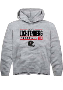 Brady Lichtenberg Rally Youth Grey Cincinnati Bearcats NIL Stacked Box Long Sleeve Hooded Sweats..