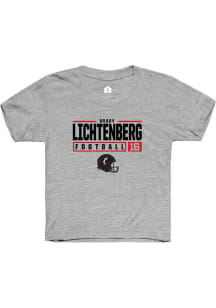 Brady Lichtenberg Rally Youth Grey Cincinnati Bearcats NIL Stacked Box Short Sleeve T-Shirt