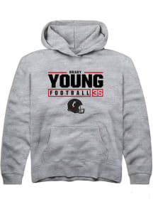 Brady Young Rally Youth Grey Cincinnati Bearcats NIL Stacked Box Long Sleeve Hooded Sweatshirt