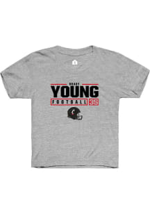 Brady Young Rally Youth Grey Cincinnati Bearcats NIL Stacked Box Short Sleeve T-Shirt