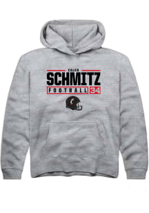 Caleb Schmitz Rally Youth Grey Cincinnati Bearcats NIL Stacked Box Long Sleeve Hooded Sweatshirt