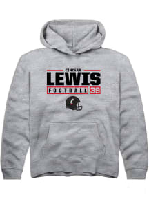 Cincear Lewis Rally Youth Grey Cincinnati Bearcats NIL Stacked Box Long Sleeve Hooded Sweatshirt