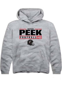 Antwan Peek Rally Youth Grey Cincinnati Bearcats NIL Stacked Box Long Sleeve Hooded Sweatshirt