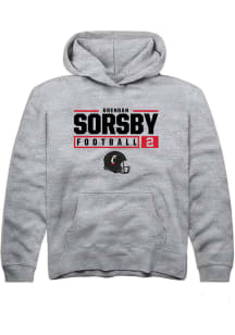 Brendan Sorsby Rally Youth Grey Cincinnati Bearcats NIL Stacked Box Design Long Sleeve Hooded Sw..