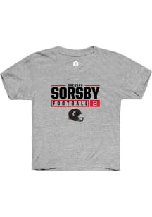 Brendan Sorsby Rally Youth Grey Cincinnati Bearcats NIL Stacked Box Design Short Sleeve T-Shirt