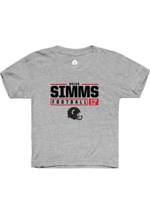 Brian Simms Rally Youth Grey Cincinnati Bearcats NIL Stacked Box Short Sleeve T-Shirt