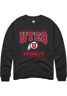 Rally Utah Utes Mens Black Tennis Long Sleeve Crew Sweatshirt