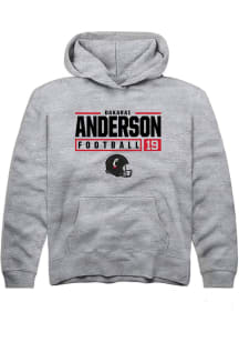 Dakarai Anderson Rally Youth Grey Cincinnati Bearcats NIL Stacked Box Long Sleeve Hooded Sweatsh..