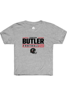 Garrison Butler Rally Youth Grey Cincinnati Bearcats NIL Stacked Box Short Sleeve T-Shirt