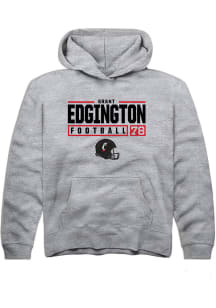 Grant Edgington Rally Youth Grey Cincinnati Bearcats NIL Stacked Box Long Sleeve Hooded Sweatshi..