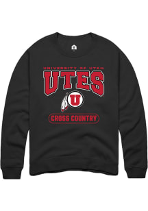 Rally Utah Utes Mens Black Cross Country Long Sleeve Crew Sweatshirt