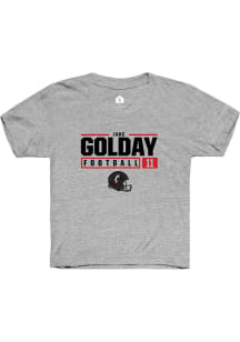 Jake Golday Rally Youth Grey Cincinnati Bearcats NIL Stacked Box Short Sleeve T-Shirt