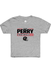 Jayden Perry Rally Youth Grey Cincinnati Bearcats NIL Stacked Box Short Sleeve T-Shirt