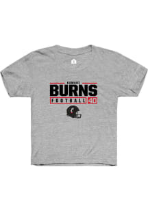 Kamari Burns Rally Youth Grey Cincinnati Bearcats NIL Stacked Box Short Sleeve T-Shirt