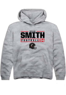 Keilan Smith Rally Youth Grey Cincinnati Bearcats NIL Stacked Box Long Sleeve Hooded Sweatshirt