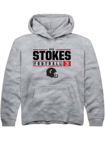 Kye Stokes Rally Youth Grey Cincinnati Bearcats NIL Stacked Box Long Sleeve Hooded Sweatshirt