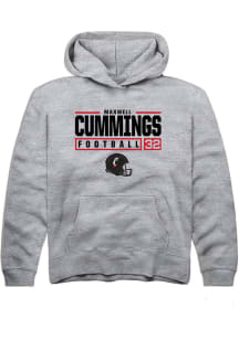 Maxwell Cummings Rally Youth Grey Cincinnati Bearcats NIL Stacked Box Long Sleeve Hooded Sweatsh..