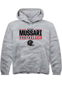 Michael Mussari Rally Youth Grey Cincinnati Bearcats NIL Stacked Box Long Sleeve Hooded Sweatshi..