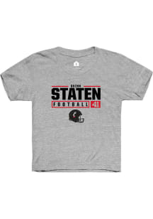 Quinn Staten Rally Youth Grey Cincinnati Bearcats NIL Stacked Box Short Sleeve T-Shirt