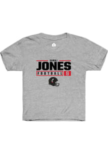 Samaj Jones Rally Youth Grey Cincinnati Bearcats NIL Stacked Box Short Sleeve T-Shirt