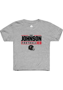 Tony Johnson Rally Youth Grey Cincinnati Bearcats NIL Stacked Box Short Sleeve T-Shirt