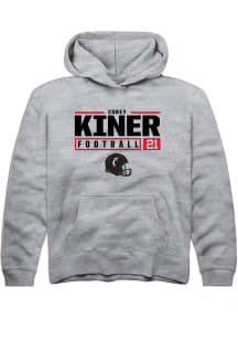 Corey Kiner Rally Youth Grey Cincinnati Bearcats NIL Stacked Box Graphic Long Sleeve Hooded Swea..