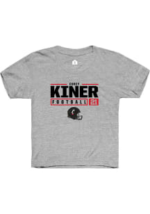 Corey Kiner Rally Youth Grey Cincinnati Bearcats NIL Stacked Box Designed Short Sleeve T-Shirt