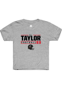 D.J. Taylor Rally Youth Grey Cincinnati Bearcats NIL Stacked Box Short Sleeve T-Shirt