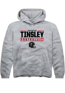 Dartanyan Tinsley Rally Youth Grey Cincinnati Bearcats NIL Stacked Box Long Sleeve Hooded Sweats..