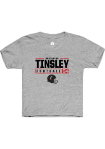 Dartanyan Tinsley Rally Youth Grey Cincinnati Bearcats NIL Stacked Box Short Sleeve T-Shirt